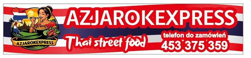 AzjaRokExpress – Thai Street Food baner, telefon do zamówień 453 375 359, Rokietnica